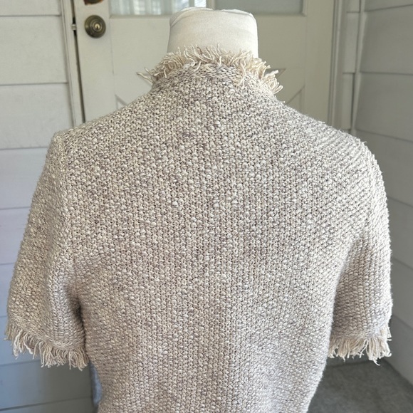 J. Crew Women's Tweed Fringe Cream Short-Sleeve Blazer - Size M - Picture 7 of 12